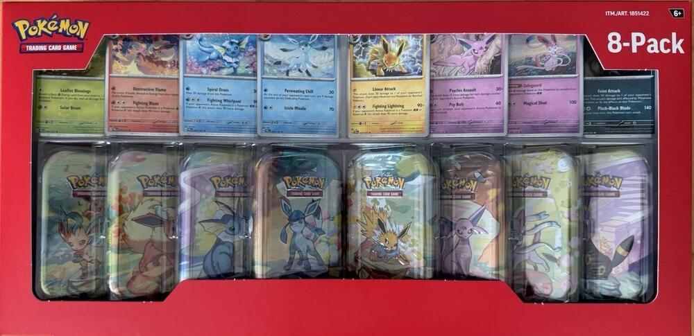 Pokemon Prismatic Evolutions 8 Mini-Tins with Promo Cards