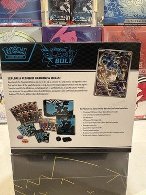 Pokemon Black Bolt ETB Storage Display + Promo, tokens, sleeves, dice, energies