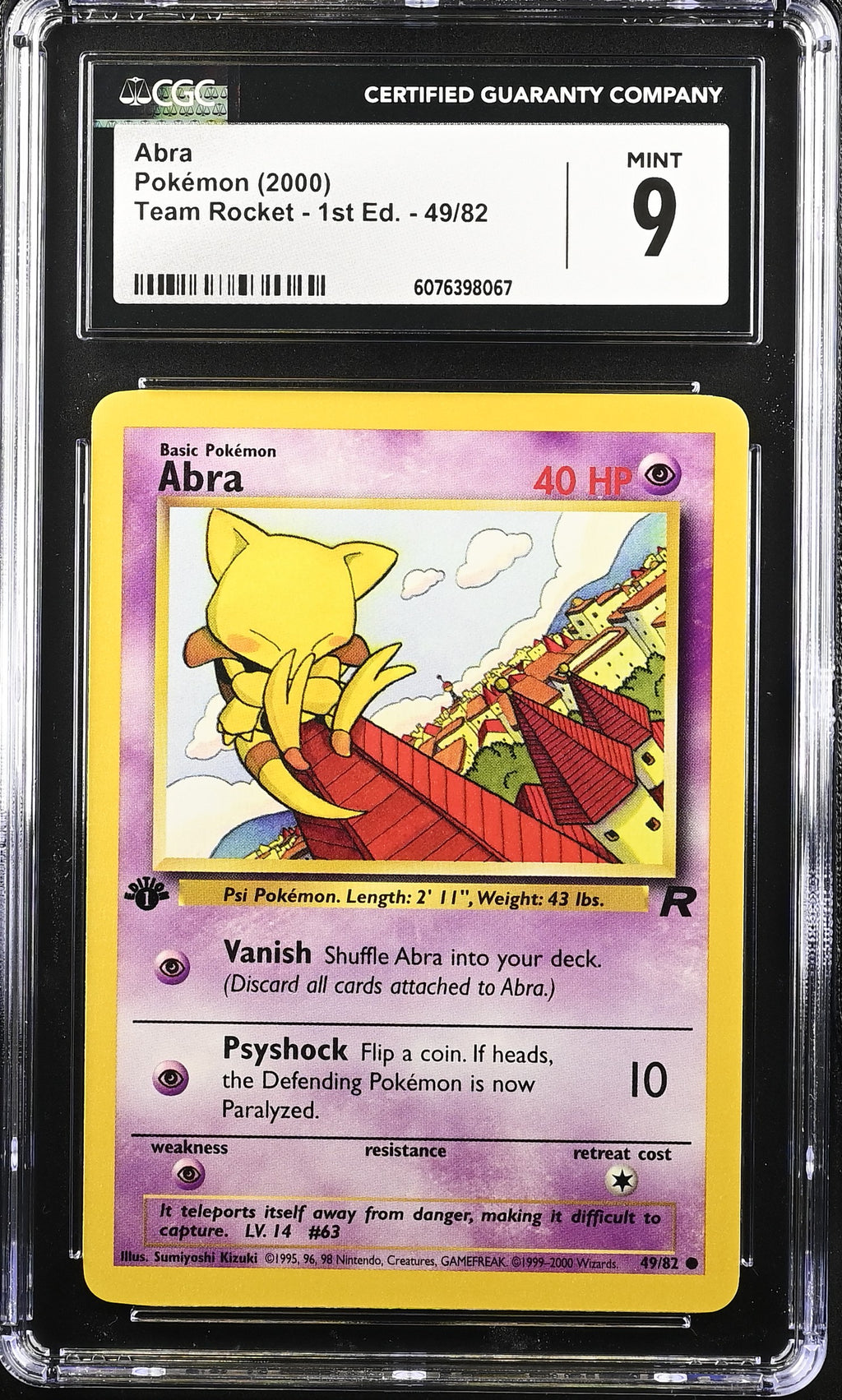 Pokémon TCG: 2000 Team Rocket - 1st Ed. #49/82 Abra CGC 9