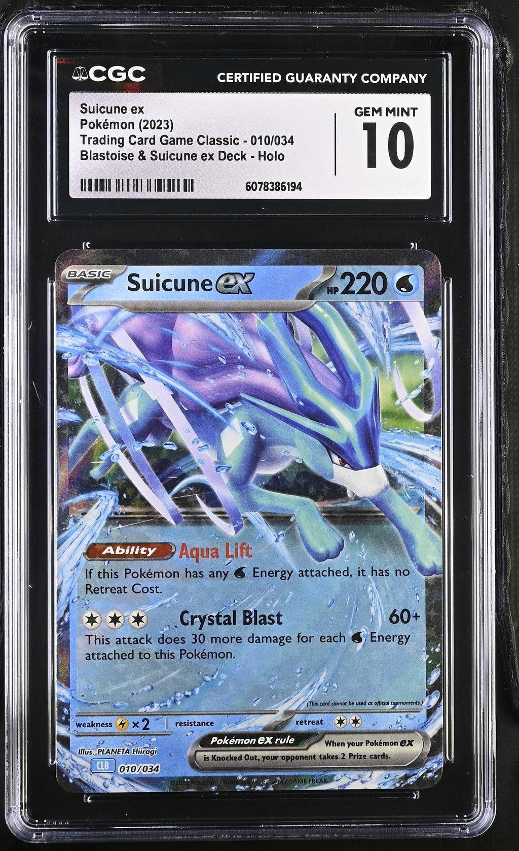 Pokémon TCG: 2023 Trading Card Game Classic #010/034 Suicune ex CGC 10