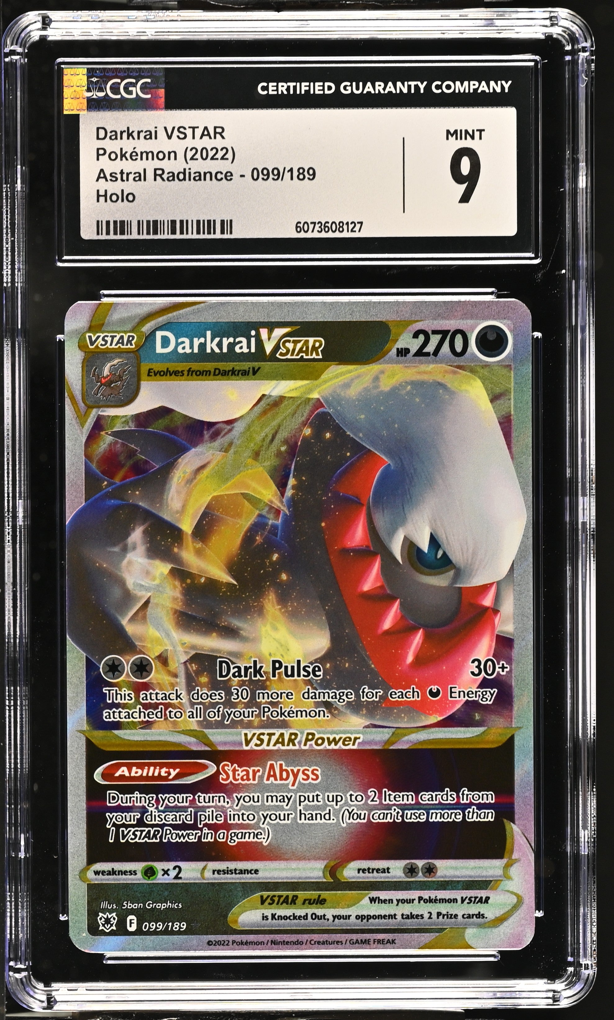 Pokémon TCG: 2022 Astral Radiance #099/189 Darkrai VSTAR CGC 9