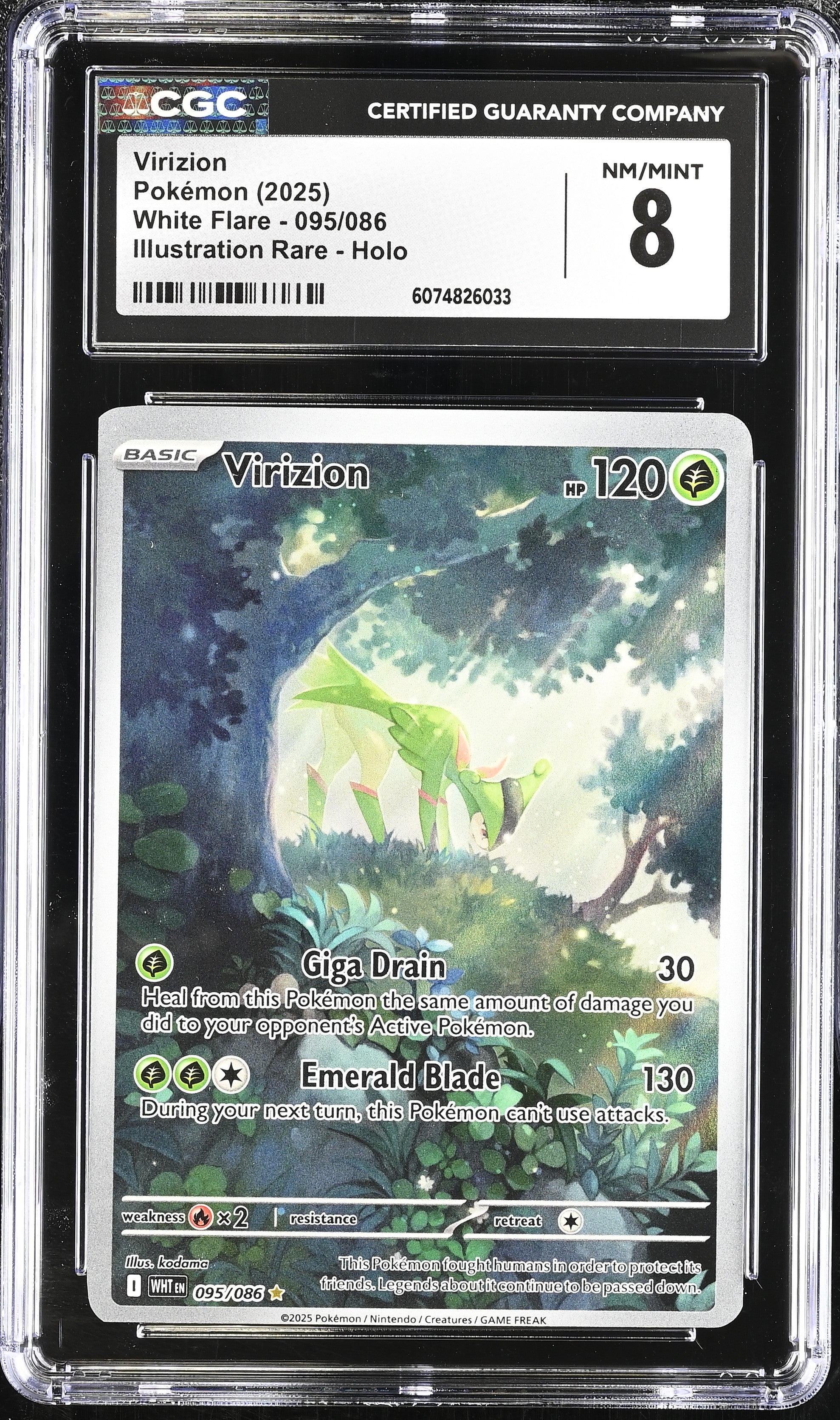 Pokémon TCG: 2025 White Flare #095/086 Virizion CGC 8