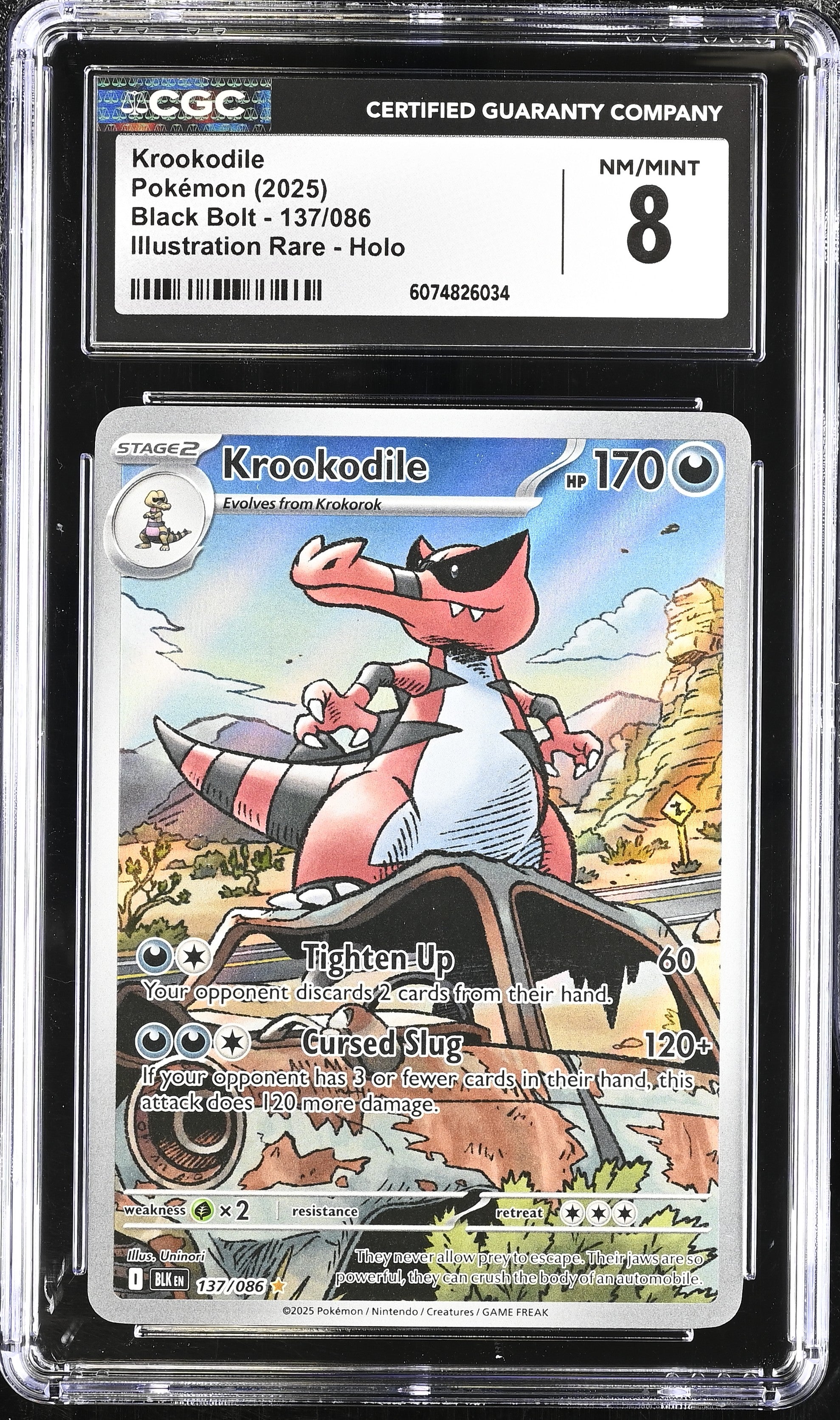 Pokémon TCG: 2025 Black Bolt #137/086 Krookodile CGC 8