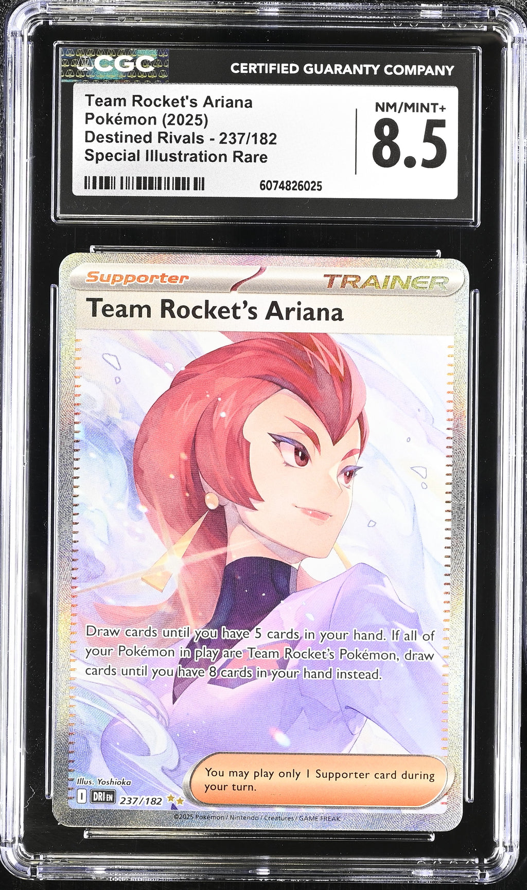 Pokémon TCG: 2025 Destined Rivals #237/182 Team Rocket's Ariana CGC 8.5