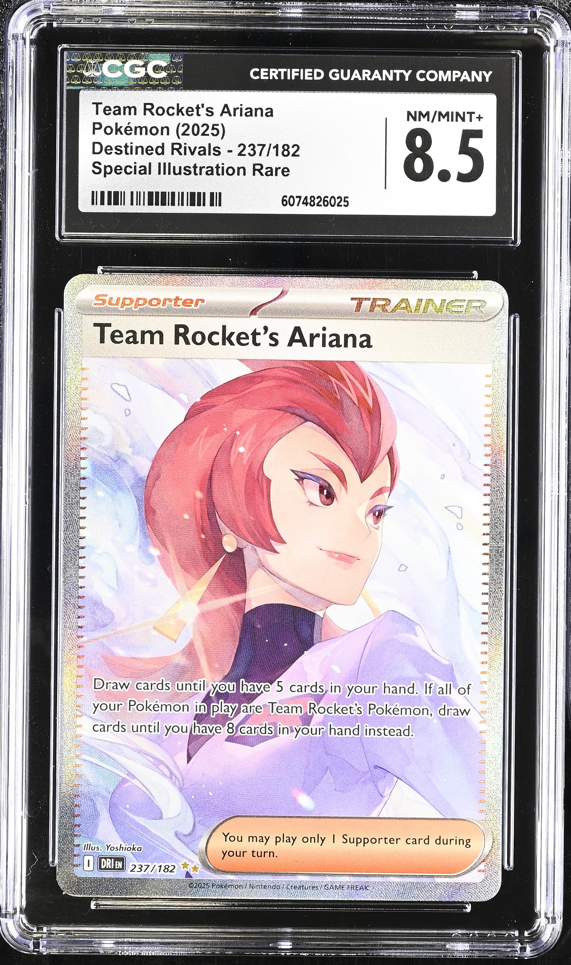 Pokémon TCG: 2025 Destined Rivals #237/182 Team Rocket's Ariana CGC 8.5