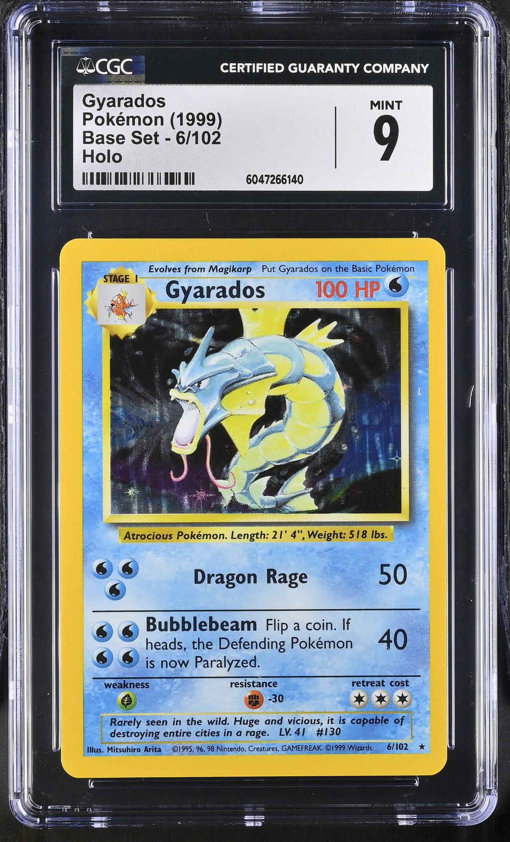 Pokémon TCG: 1999 Base Set #6/102 Gyarados CGC 9