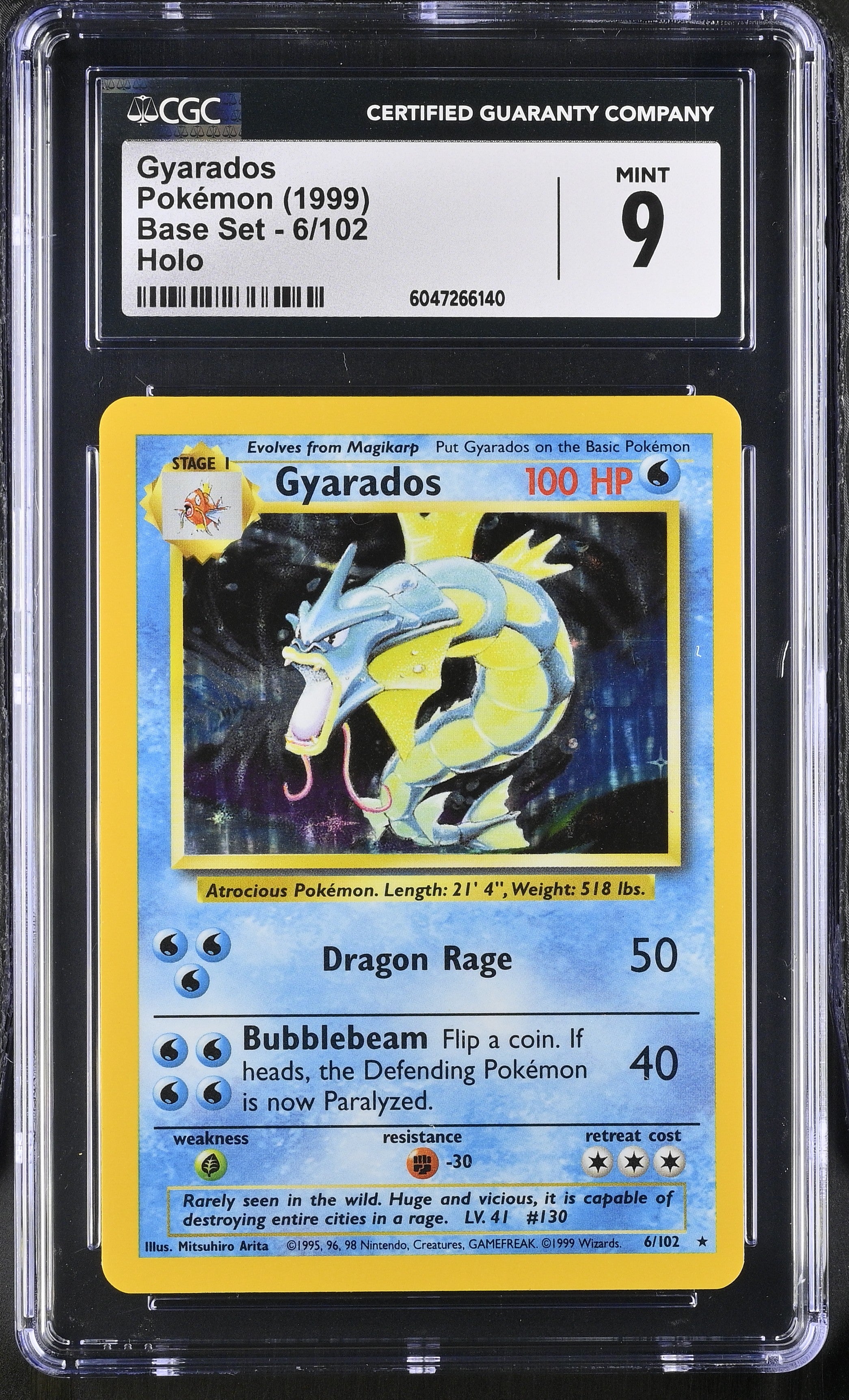 Pokémon TCG: 1999 Base Set #6/102 Gyarados CGC 9