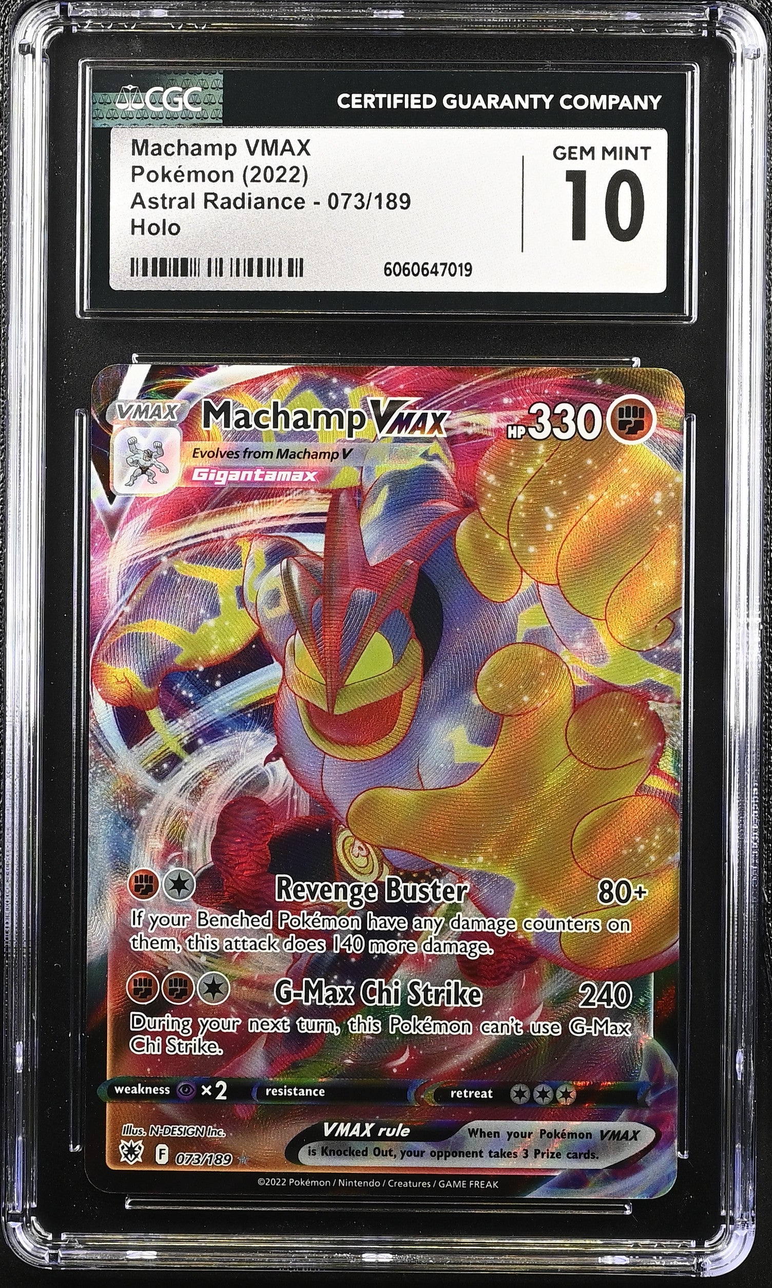 Pokémon TCG: 2022 Astral Radiance #073/189 Machamp VMAX CGC 10