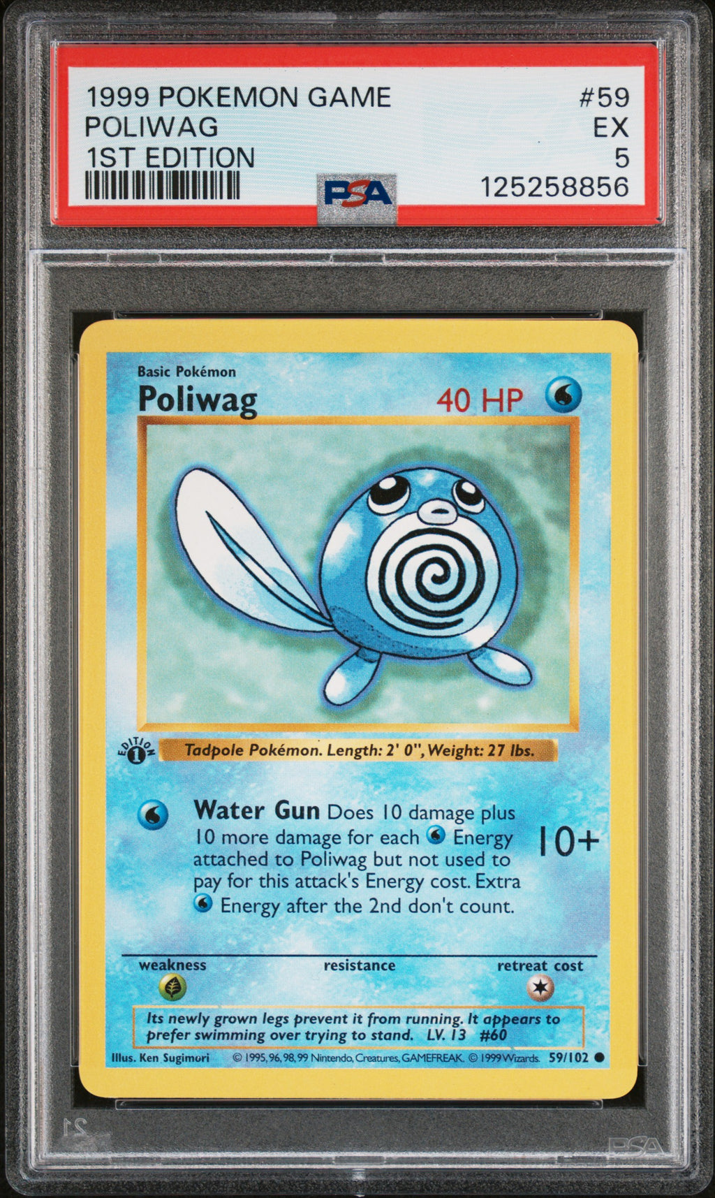 Pokémon TCG: 1999 Pokemon Game #59 Poliwag 1st Edition PSA 5