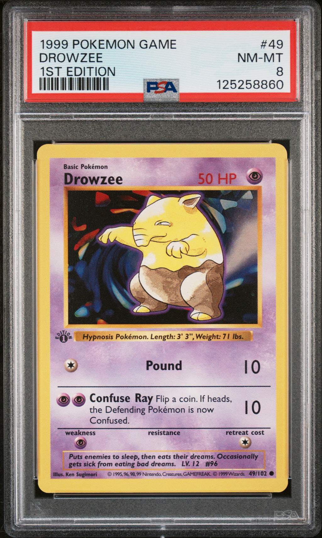 Pokémon TCG: 1999 Pokemon Game #49 Drowzee 1st Edition PSA 8