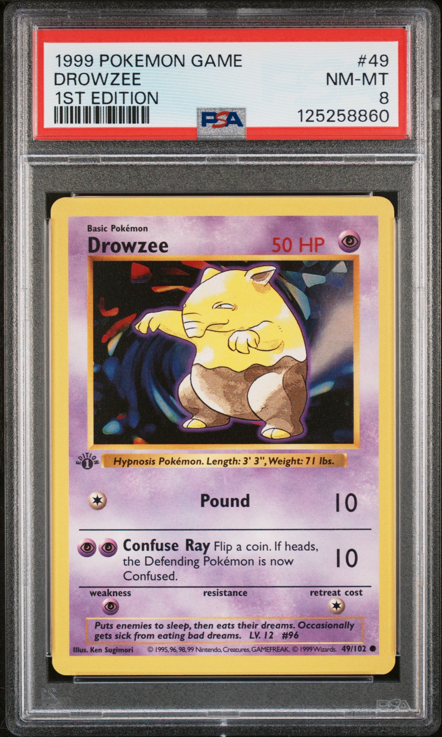 Pokémon TCG: 1999 Pokemon Game #49 Drowzee 1st Edition PSA 8