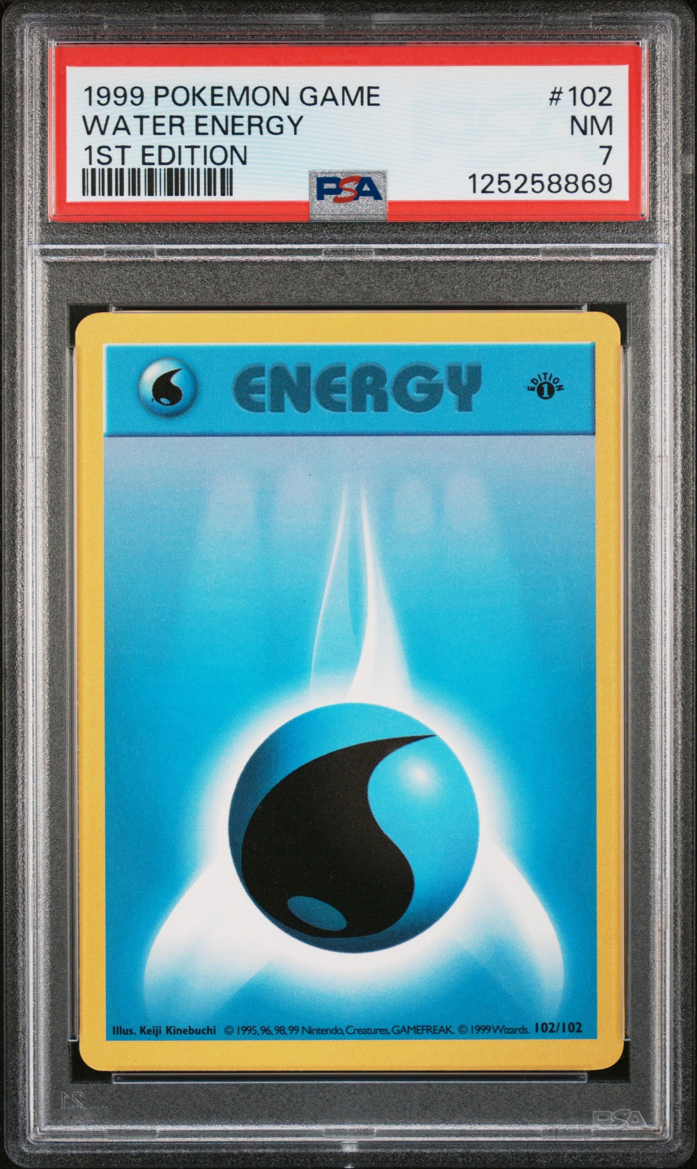Pokémon TCG: 1999 Pokemon Game #102 Water Energy 1st Edition PSA 7