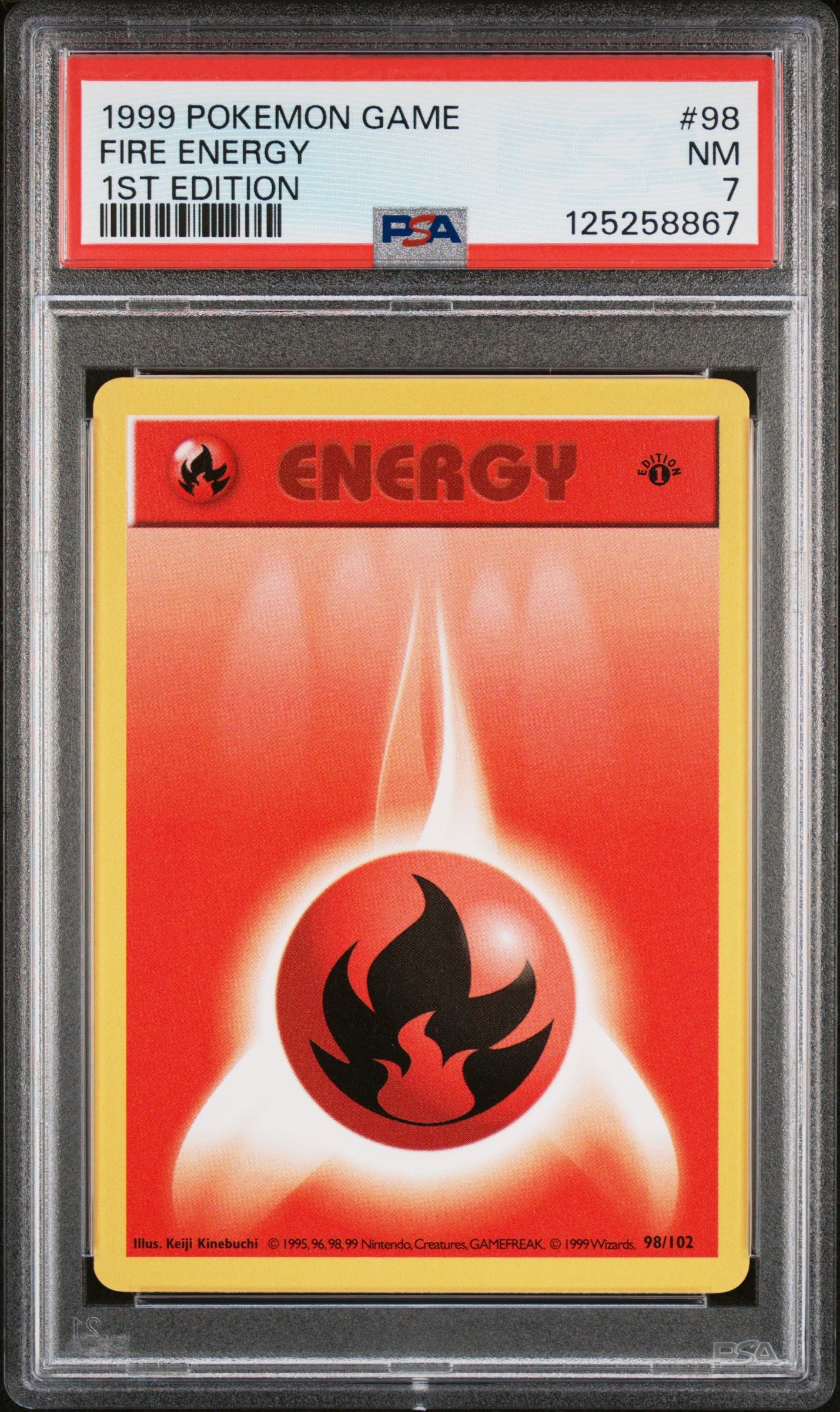 Pokémon TCG: 1999 Pokemon Game #98 Fire Energy 1st Edition PSA 7