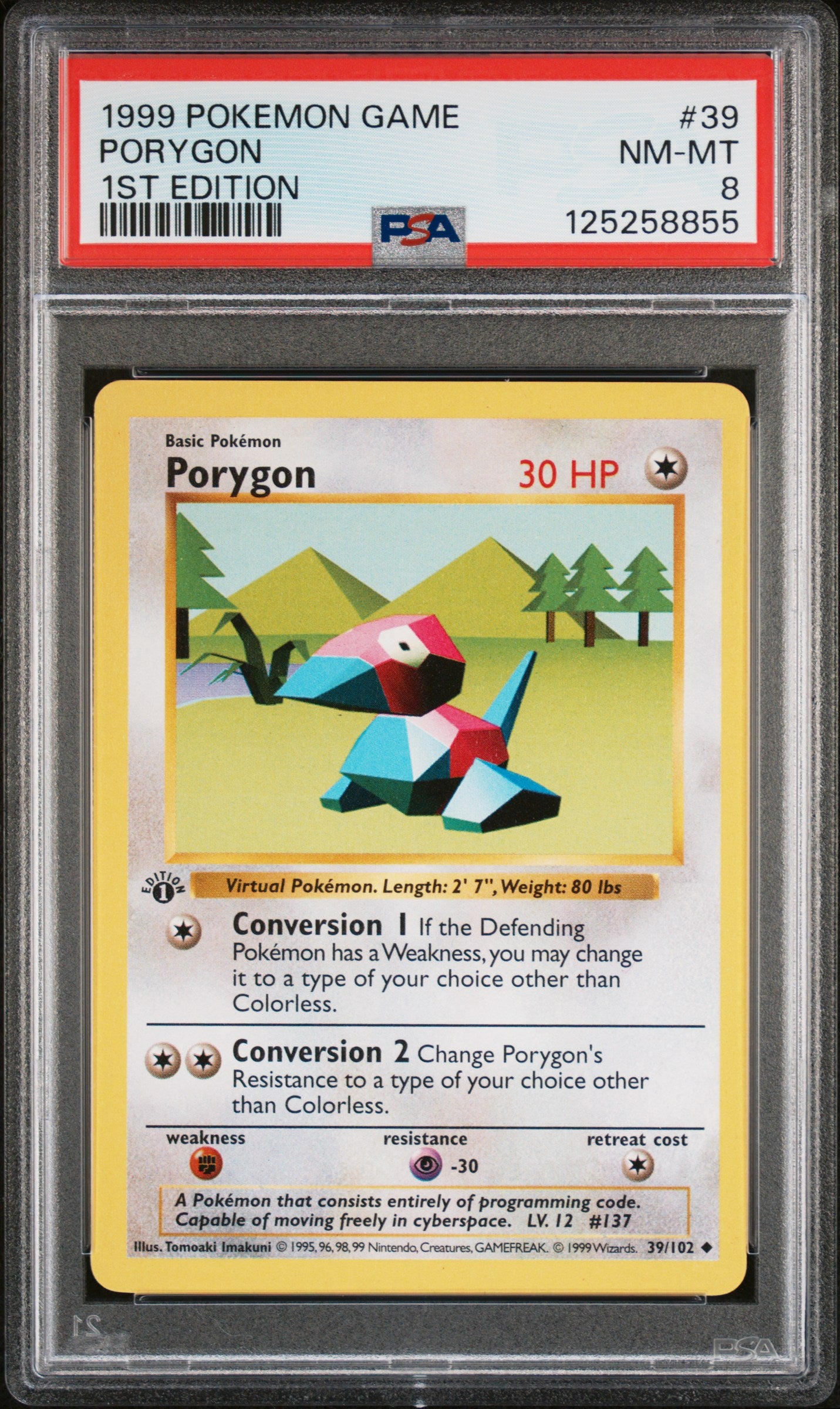 Pokémon TCG: 1999 Pokemon Game #39 Porygon 1st Edition PSA 8