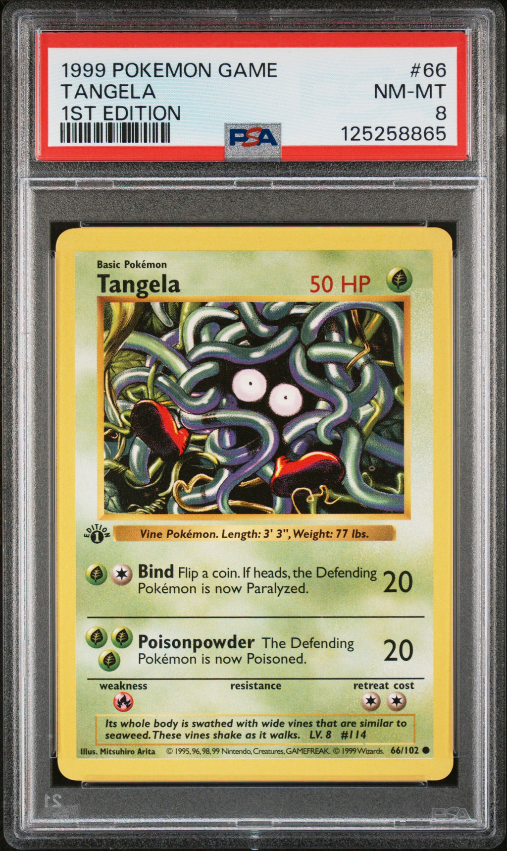Pokémon TCG: 1999 Pokemon Game #66 Tangela 1st Edition PSA 8