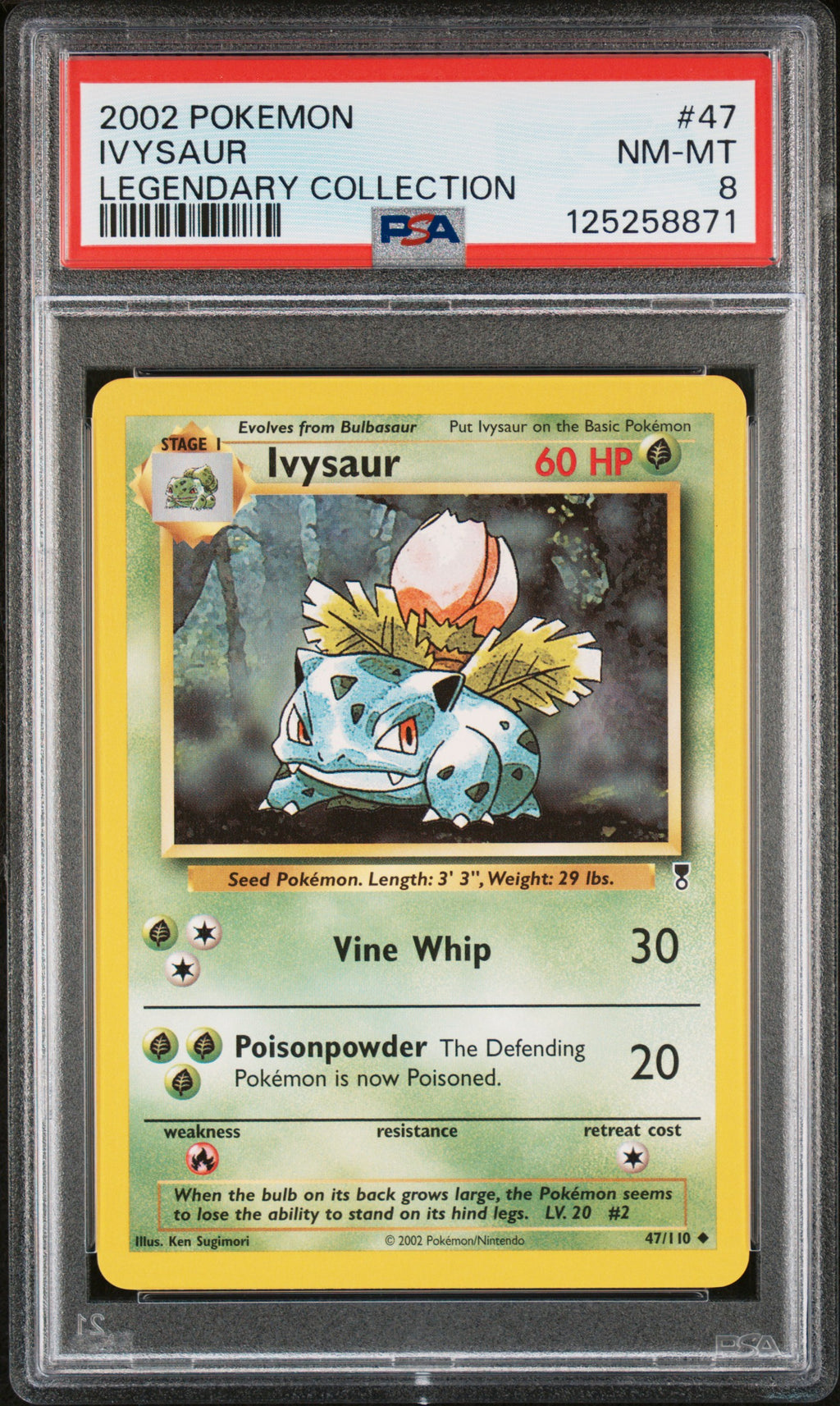Pokémon TCG: 2002 Legendary Collection #47 Ivysaur PSA 8