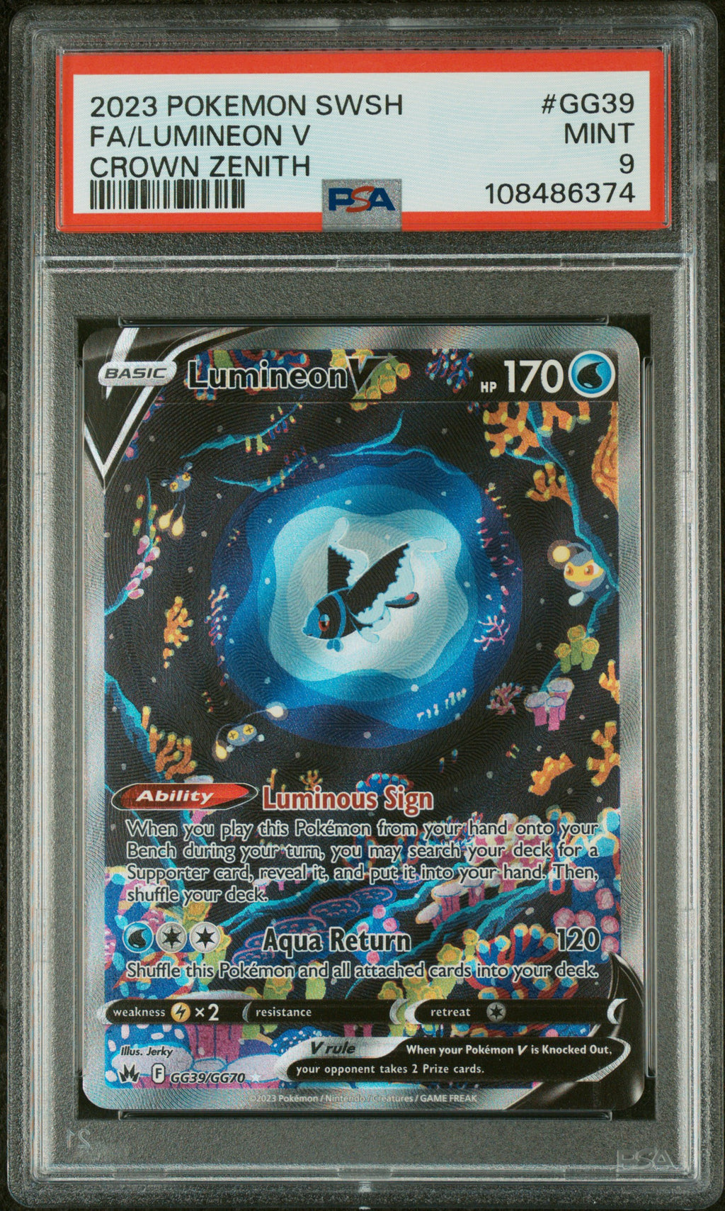 Pokémon TCG: Crown Zenith #GG39 Fa/Lumineon V Crown Zenith PSA 9