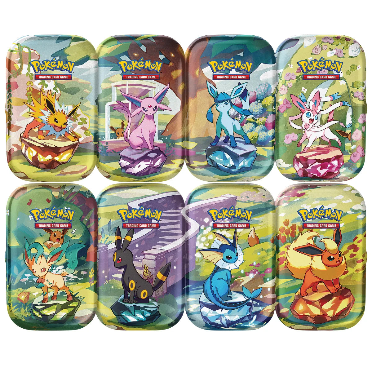 Pokemon Prismatic Evolutions 8 Mini-Tins with Promo Cards