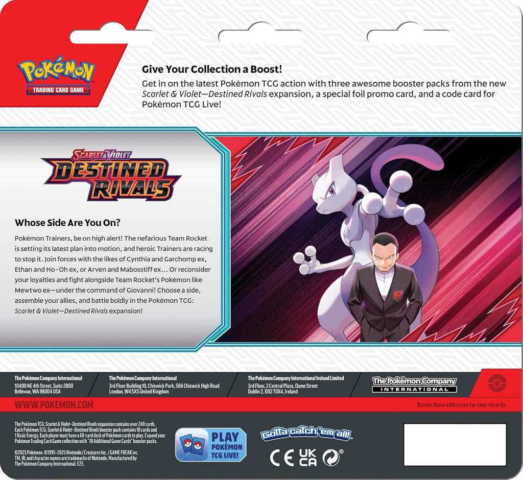 Pokémon TCG: Destined Rivals 3 Booster Blister Pack (Random Promo)